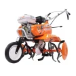 Motosapă RURIS DAC 7000 ACC4, 7 CP, roți cauciuc 4.00-8, include model RURIS 7000K și accesorii ACC4: rariță, plug, adaptor, dispozitiv scos cartofi, roți metalice 400 fără manicot, cultivator, remorcă Ruris 450S pe stoc la RURIS Brasov
