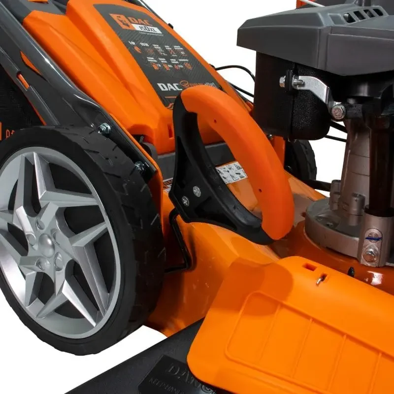 masina-de-tuns-gazon-iarba-pe-benzina-RURIS-Dac-150XL-putere-5-CP-4 Mașină de tuns gazon/iarbă pe benzină RURIS DAC 150XL, putere 5 CP, 173 CC, 4 timpi, 52 cm lățime lucru, 5 trepte de tăiere, înălțime tăiere 25–65 mm, sac colector 55 L, mulcire, autocurăţare