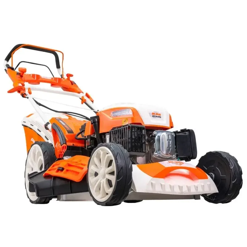masina-de-tuns-gazon-iarba-pe-benzina-RURIS-RX441S-putere-5-7-CP-21 Mașină de tuns gazon/iarbă autopropulsată pe benzină RURIS RX441S, putere 5.7 CP, 196 CC, 4 timpi, 50.8 cm lățime lucru, 25–75 mm înălțime lucru, carcasă metal, 65 L sac colector, rezervor 1 L
