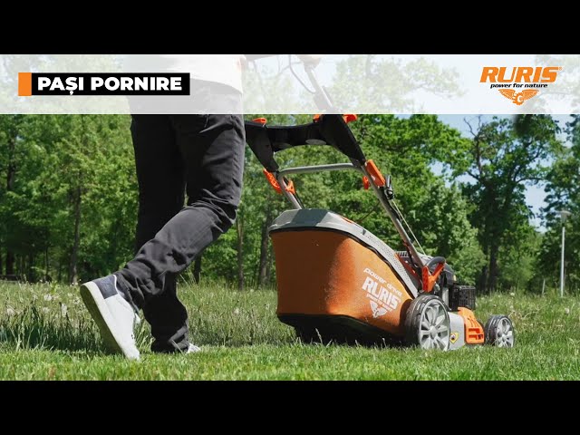 masina-de-tuns-gazon-iarba-pe-benzina-RURIS- RX441S-putere-5-7-CP-4 Mașină de tuns gazon/iarbă autopropulsată pe benzină RURIS RX441S, putere 5.7 CP, 196 CC, 4 timpi, 50.8 cm lățime lucru, 25–75 mm înălțime lucru, carcasă metal, 65 L sac colector, rezervor 1 L