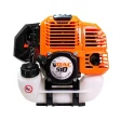 Motocoasă de tuns gazon/iarbă pe benzină Ruris DAC 510, putere 3.5 CP, 62 CC, motor TEZ, 2 timpi, diametru tăiere 21 cm, conține: bobină fir + disc 3 lame + disc 8 dinți + disc 80 dinți Vidia