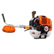 Motocoasă de tuns gazon/iarbă pe benzină Ruris DAC 510, putere 3.5 CP, 62 CC, motor TEZ, 2 timpi, diametru tăiere 21 cm, conține: bobină fir + disc 3 lame + disc 8 dinți + disc 80 dinți Vidia