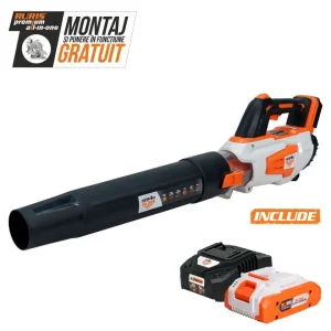 Suflantă de grădină pe acumulator RURIS 1224e Power Alfa UP (conține acumulator + încărcător), 20V, volum aer 570 mc/h, viteză 40 m/s, turație 16.000 rpm