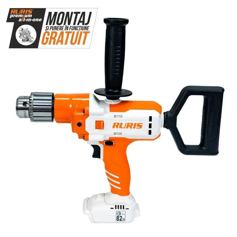 masina-de-gaurit-multifunctionala-pe-acumulator-ruris-rmx-1390-ruris-brasov-ruristransilvania-_7_ Mașină de găurit multifuncțională RURIS RMX1390, cu acumulator (neinclus), motor electric fără perii, 130 Nm, 2 viteze (0-300 rpm / 0-1200 rpm), mandrină 3–16 mm, diametru găurire lemn 150 mm, metal 13 mm, lumină LED, set accesorii incluse (burghie, adaptor, mandrină)