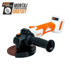 Polizor unghiular pe acumulator RURIS RMX4125, motor fără perii, 2 trepte viteză (2600/8500 rpm), diametru disc 125 mm, indicator nivel baterie, apărătoare reglabilă, mâner lateral cu 2 poziții, greutate 1.6 kg