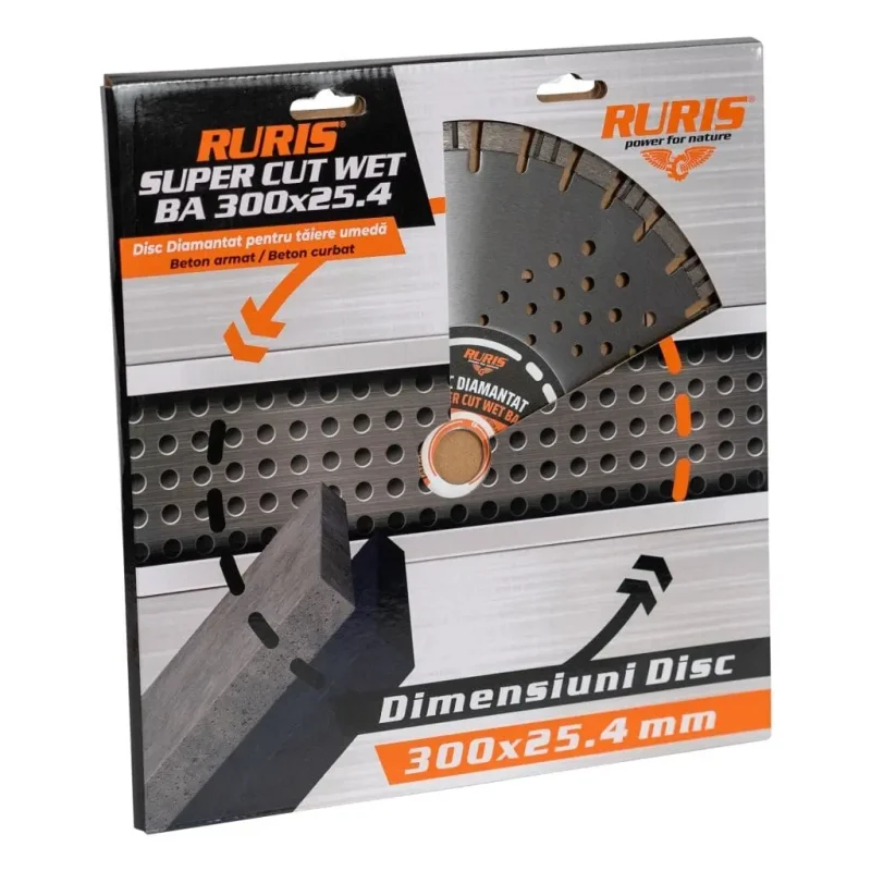 disc-diamantat-ruris-super-cut-wet-ba-300x25-4-taiere-umeda-beton-armat-300mm-_2_ Disc diamantat RURIS Super CUT WET BA 300x25,4 pentru tăiere umedă în beton armat, diametru 300 mm, alezaj 25,4 mm, până la 5000 RPM, compatibil cu tăietoare beton RURIS RTX 600 și RTX 800, cod csba-300x25.4