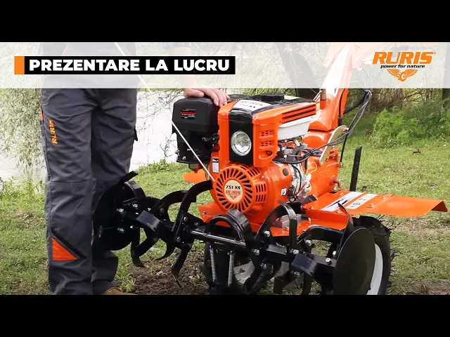 motosapatoare-profesionala-ruris-751ks Motosăpătoare profesională RURIS 751KS Start, motor 9.5 CP, lățime reglabilă 640–900 mm, transmisie în baie de ulei, iluminare LED și compatibilitate cu multiple accesorii agricole.