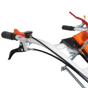 Motosăpătoare profesională RURIS 918K, motor 18 CP, freze cu lățime reglabilă 750–1100 mm, pornire la cheie, transmisie pe pinioane conice și compatibilitate cu multiple accesorii.