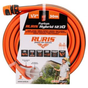 Furtun RURIS Hybrid1230, pentru irigare grădină, lungime 30 m, 1/2 inch, tehnologie Polyfusion, material polimeric hibrid, protecție UV, presiune spargere 35 bar