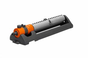 Aspersor RURIS OS345, oscilant liniar, pentru irigare grădină, acoperire până la 345 mp, 18 duze, unghi pulverizare 110°, debit reglabil, ABS/POM/Aluminiu