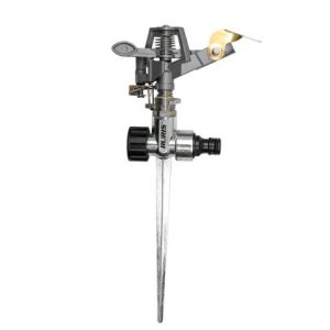 Aspersor RURIS ZN450, cu impuls, pentru irigare grădină, acoperire până la 450 mp, pulverizare reglabilă 0-360°, arie stropire 24 m, zinc, alamă, ABS și oțel inoxidabil