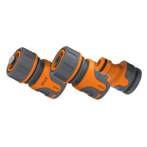 Set conectori furtun RURIS 12, pentru irigare grădină, compatibil 1/2 inch și 3/4 inch, racordare rapidă, conector simplu, conector STOP și adaptor robinet