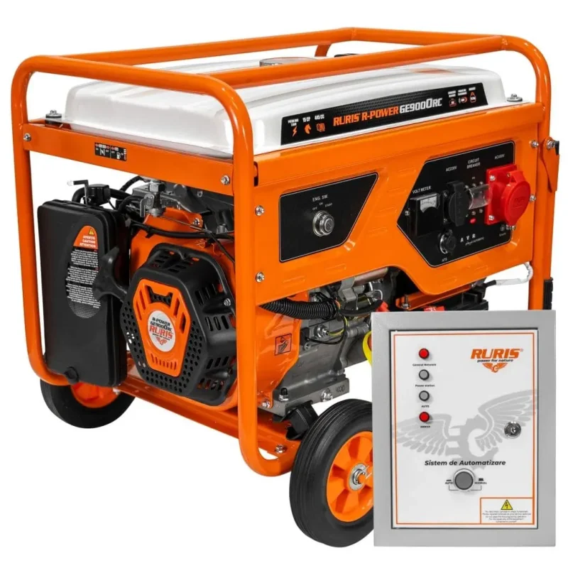 Generator RURIS R-Power GE9000RC ATS, 7500 W, 15 CP, telecomandă, ATS, AVR, 230/400 V, pornire electrică, rezervor 25 l, roți transport