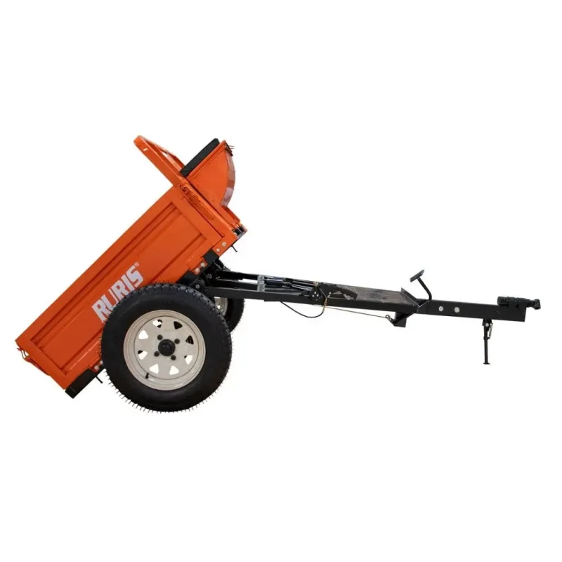 remorca-450s_12 Remorcă RURIS 450S pentru motosape RURIS, capacitate maximă 450 kg, basculare manuală, frânare mecanică cu pedală, roți 4.00-12, benă 1000x1000x300 mm