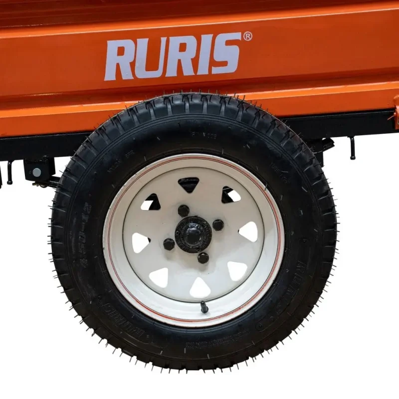 remorca-550s_02 Remorcă RURIS 550S pentru motosape RURIS, capacitate maximă 550 kg, basculare manuală, frânare mecanică cu pedală, roți 4.50-12, benă 1400x1000x450 mm