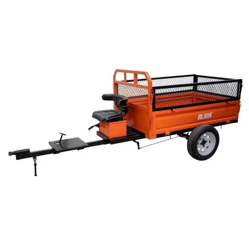 Remorcă RURIS 750S pentru motosape profesionale și semiprofesionale, capacitate maximă 750 kg, basculare manuală, frânare mecanică, benă 1600x1000x550 mm