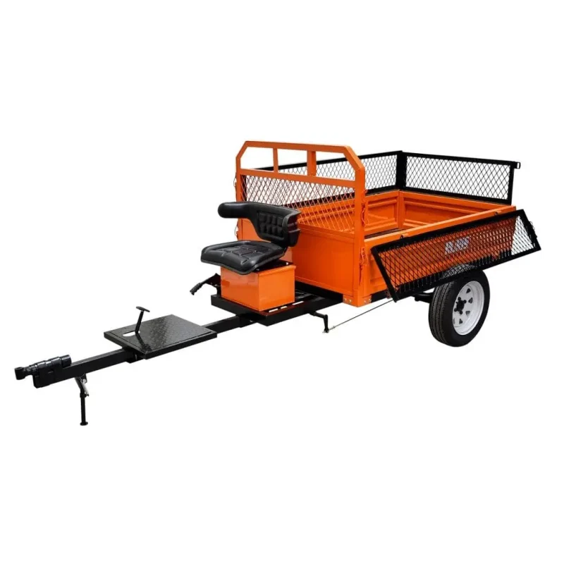 remorca-750s_02 Remorcă RURIS 750S pentru motosape profesionale și semiprofesionale, capacitate maximă 750 kg, basculare manuală, frânare mecanică, benă 1600x1000x550 mm
