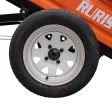 Remorcă RURIS 750S pentru motosape profesionale și semiprofesionale, capacitate maximă 750 kg, basculare manuală, frânare mecanică, benă 1600x1000x550 mm