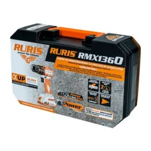 Mașină de găurit/înșurubat cu percuție pe acumulator RURIS RMX1360 Power Alfa UP, motor fără perii, acumulator și încărcător incluse
